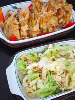 Foto resep Bakwan sayur dan orek kubis telur menu simple