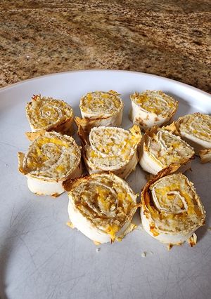 A picture of Air fried chicken pinwheels.