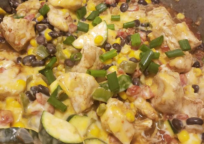 Low carb Tex Mex Chicken zucchini skillet