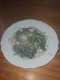 Linguini com tinta de choco, Natas e Peito de Perú