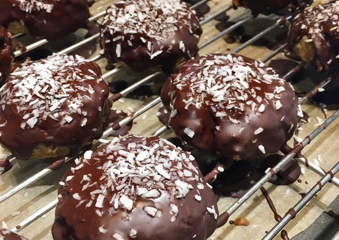 Chocolate Covered Oat & Coconut Cookies