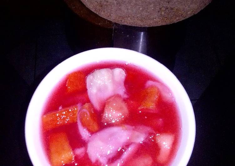 Resep: Es Buah merah#Bikin RamadhanBerkesan yang Gurih