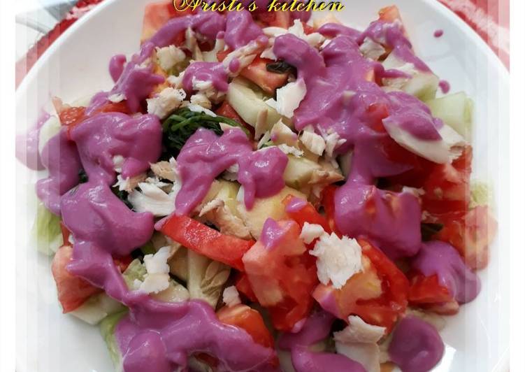 Langkah Mudah Membuat Salad dg dressing ubi ungu Top Enaknya