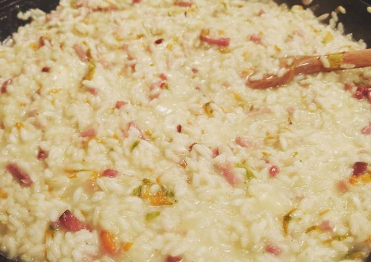 Risotto allo Speck, Fiori di Zucca e Taleggio