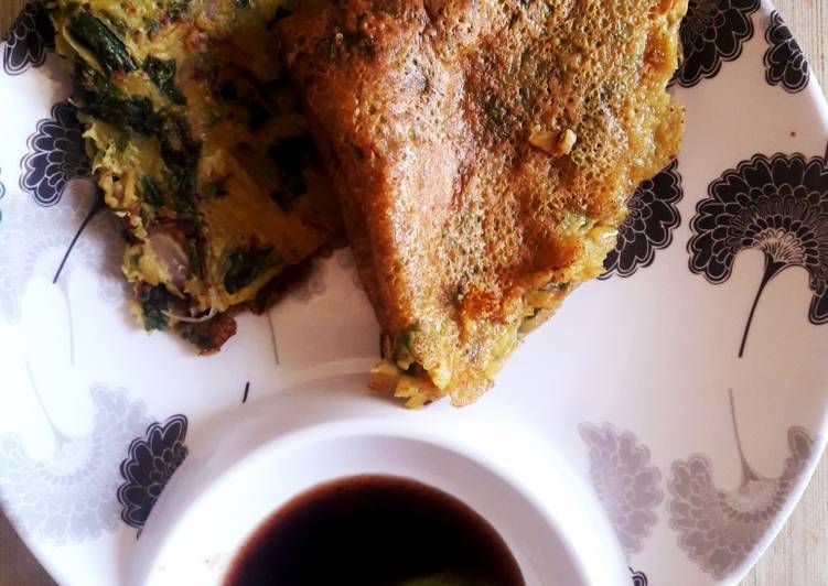 Palak cheela with Guava chutney