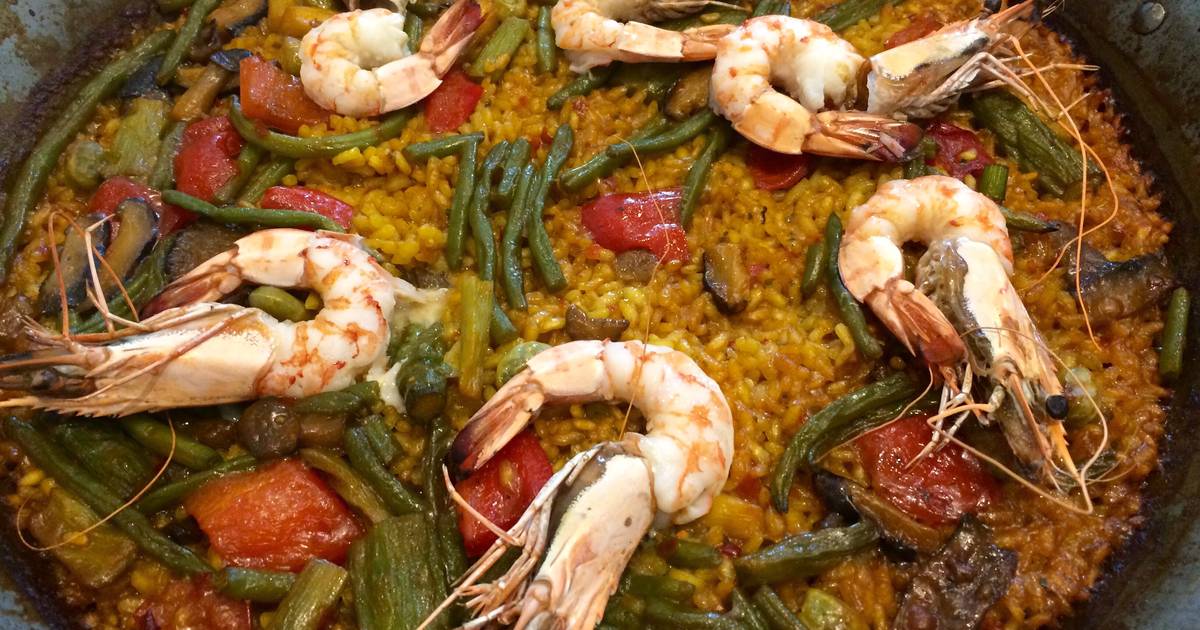 Paella de langostinos y verduras Receta de IreneGuirao Cookpad