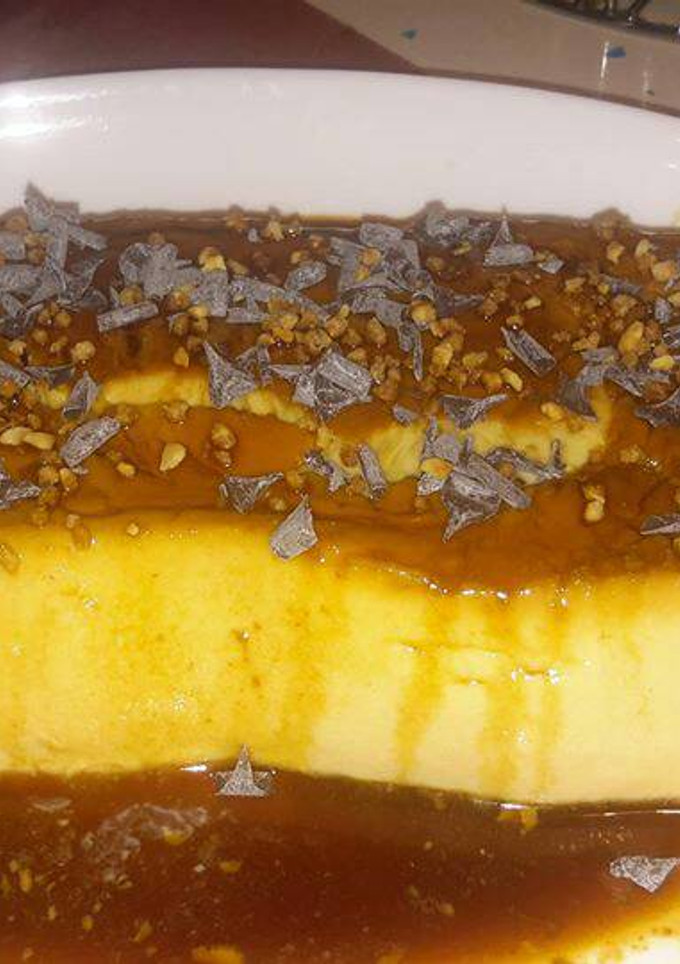 Una foto de Flan de turrón