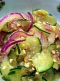 Sesame Dressed Red Onion and Cucumber Salad
