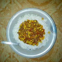 A picture of Rice with sweetcorn stew.
