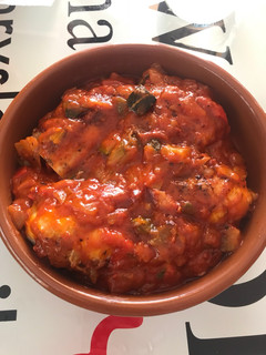 Una foto de Pollo con Samfaina o pisto(según donde se llama de una manera u otra)