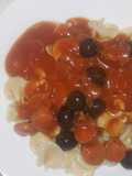 Corbatas a la vienesas con aceitunas.