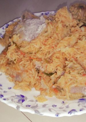 A picture of Fried taro/potatoes rice#mycreativearrowrootrecipecontest#.