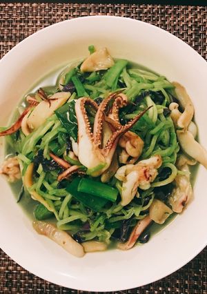 Hình của món Su Su Xào Đầu Mực.