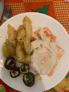 Una foto de Salmón a la parrilla