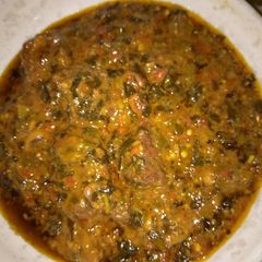 A picture of Bitter leaf soup.