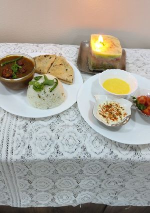 A picture of Kidney beans/ Rajma with zeera rice.