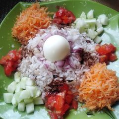 A picture of Healthy Rice and beans with veggies.