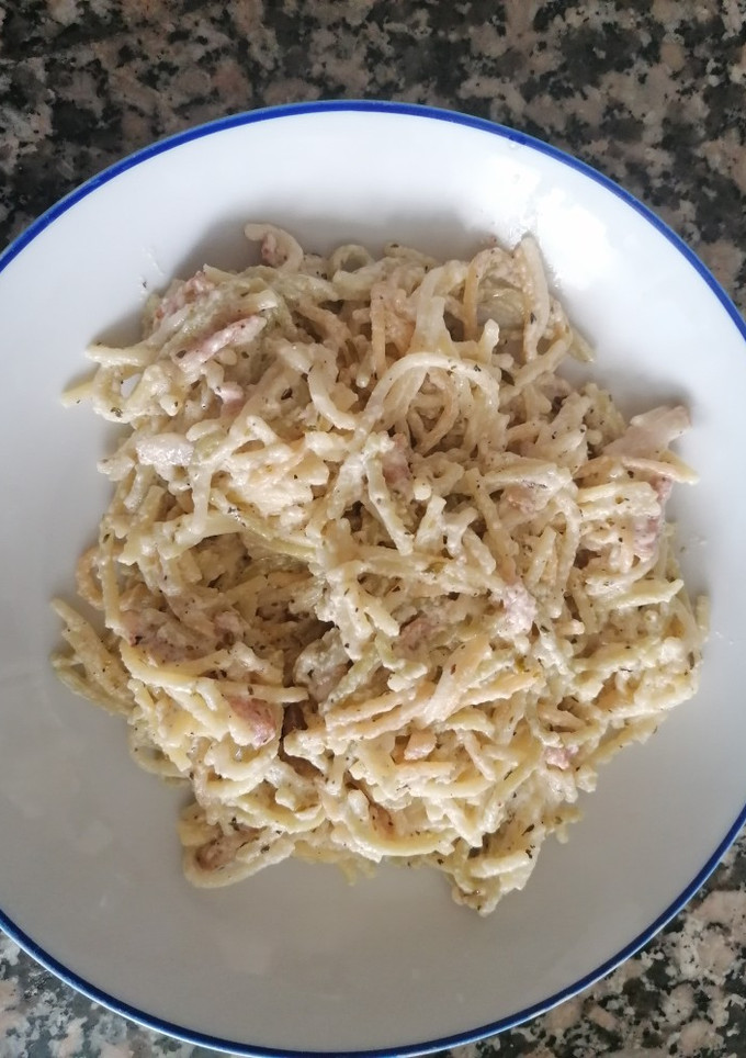 Una foto de Spaguettis a la carbonara