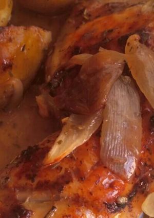 Una foto de Pollo asado con limón y miel