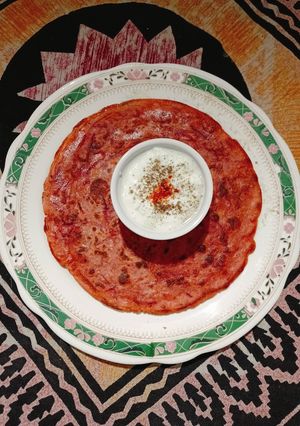 A picture of Wheat Flour Paratha with Beetroot.