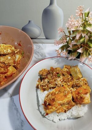 Foto resep Telur Tahu Masak Bumbu Saus Cabe Kacang
