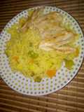 Arroz a la jardinera con pollo a la plancha