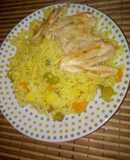 Arroz a la jardinera con pollo a la plancha
