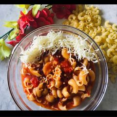 A picture of Red sauce macaroni.