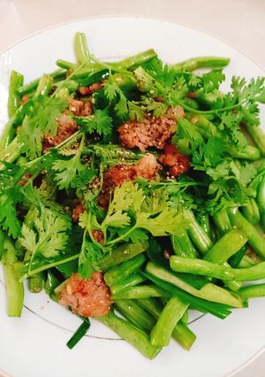 Hình của món Đậu tây xào thịt bằm.