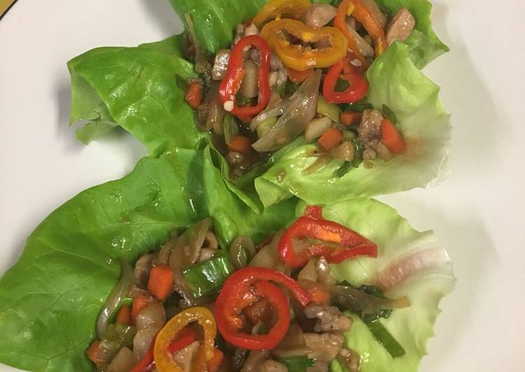 Quick and Easy Asian lettuce wraps Chicken or Beef