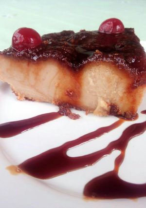 Una foto de Pudin de turrón y coco