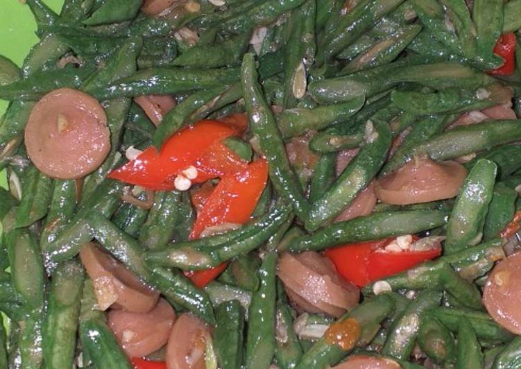 Resep Bumbu Dapur Tumis kacang panjang sosis sederhana