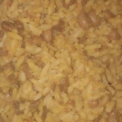 Jollof rice and beans A picture of Jollof rice and beans.