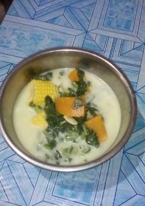 Foto resep Sayur santen,jagung, labu, sawi,,