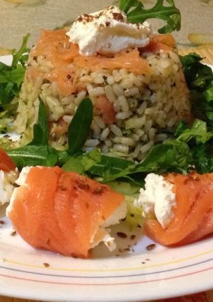 Foto di Riso integrale con salmone,zucchine, e robiola