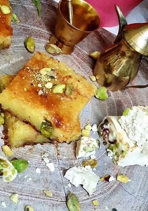 صورة لوصفة بسبوسة بالحلاوة الطحينية