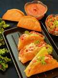 Red kidney bean tacos with walnut dip