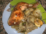 Pollo al horno a las finas hierbas con guarnición