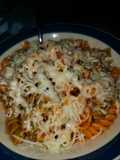 Pasta veggie orgánica con queso italiano🤤🍲🧀🥫#familiar