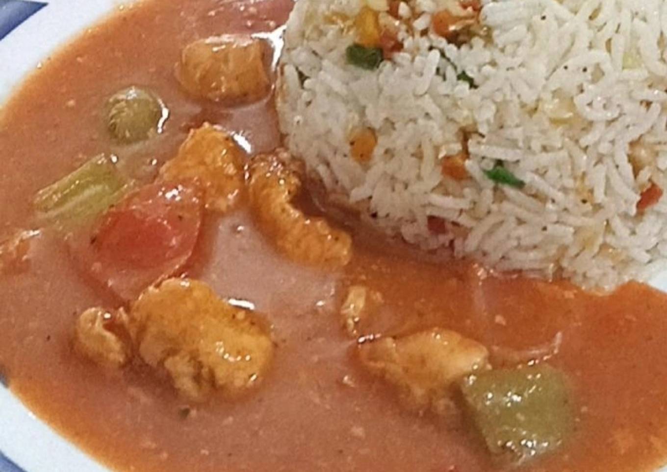 Chicken shashlik with fried rice