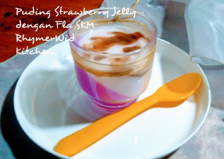 Puding Strawberry Jelly dengan Fla SKM