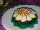 Rainbow jelly dessert