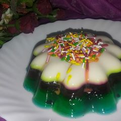 Rainbow jelly dessert A picture of Rainbow jelly dessert.