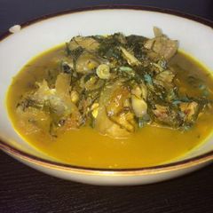 A picture of Ukazi soup with periwinkle.