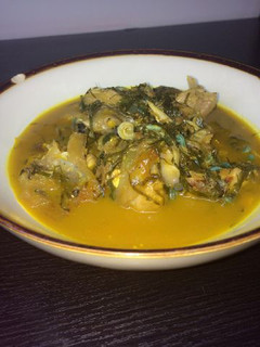 A picture of Ukazi soup with periwinkle.