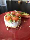 Avocado, Smoked Salmon, and Finger Lime Cheesecake (Savory)