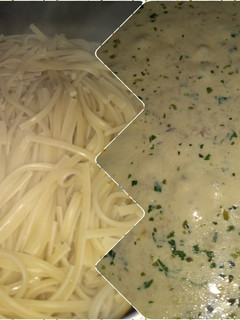 Una foto de Fideos con crema y atún