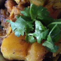 A picture of Potato pumpkin lentil  curry.
