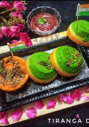 A picture of Tiranga Dhokla.