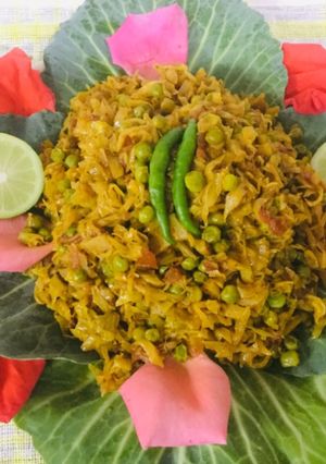 A picture of Farm fresh Cabbage -Peas Korma.